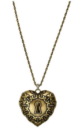 Vintage Heart Lock Pendant - Necklace - Fossil - Jewelry