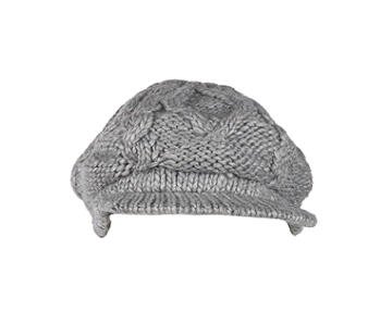 Grey cable knit baker boy hat