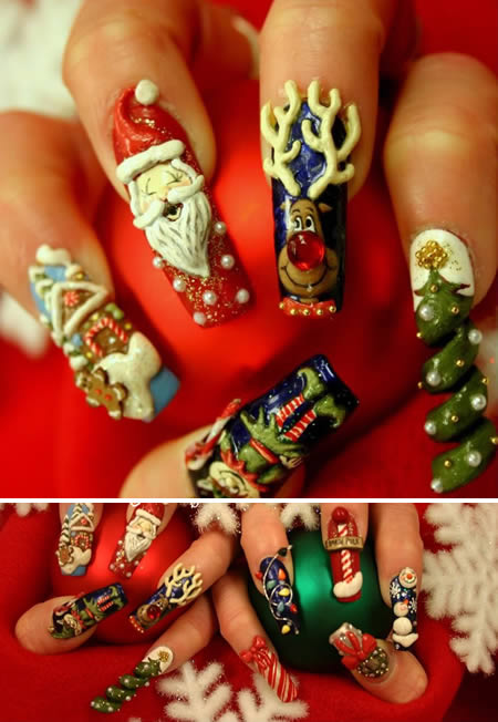 Extreme Nail Art Designs- Christmas, Cupid, Candy and more! - Nail Art - 3d nail - Fashion