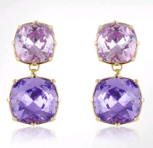 AZ Collection [DNA]  Amethyst Swarovski Crystal Drop Clip On Earrings - Earrings - Jewelry - Forzieri