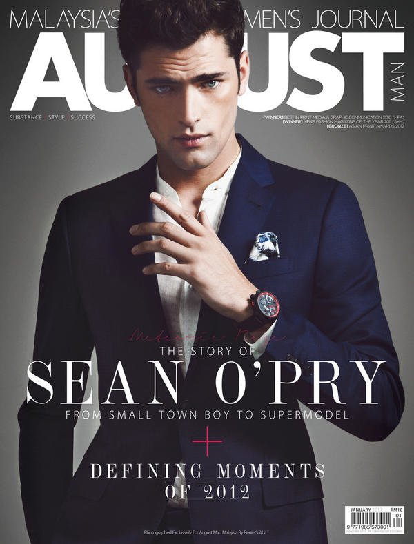 Hot Sean O'Pry Poses on August Man Malaysia January 2013 Cover [PHOTOS]