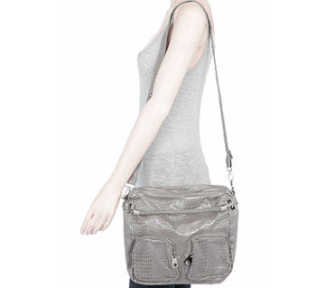 Grey metal zip pocket bag - Dorothy Perkins - Bag
