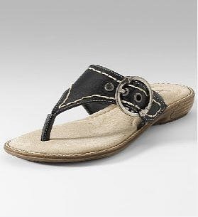 Footglove™ Wide Fit Leather Buckle Thong Flip-Flops