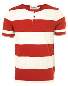 Red Stripe Grandad T-Shirt - T-Shirt - TOPMAN - Men's Wear