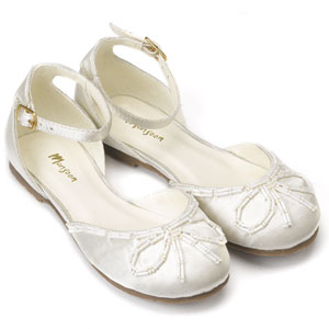 2 Part Bow Sequin Ivory Ballerina Shoes - Monsoon - Kids Shoes - Shoes - Girl