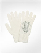 Roberto Cavalli Swarovski Crystal Logo Solid Knit Gloves - Forzieri - Swarovski - Gloves
