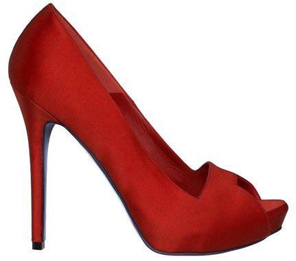 LOVE RED SATIN PEEP-TOE - Alexander McQueen - Shoes - Women's Shoes