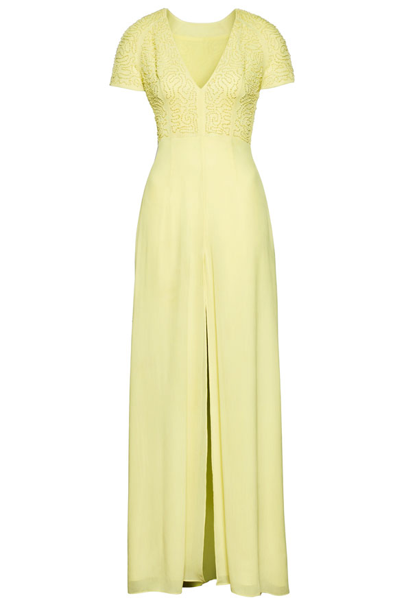 Yellow Thigh-Split Dress