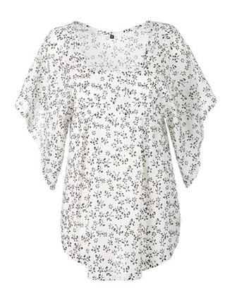 People Tree Acacia Butterfly Print Kimono Top, White/Navy - John Lewis - Top - Women's Wear