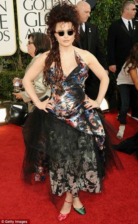 Helena Bonham Carter stands out in mismatched shoes at the Golden Globes