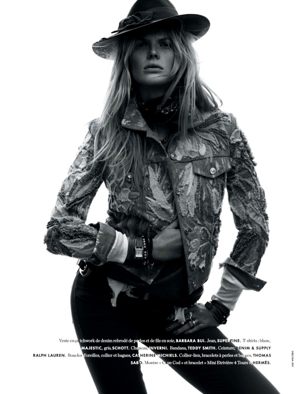 Anne Vyalitsyna ‘rock’ cùng jeans trên tạp chí Elle Pháp tháng 3/2014