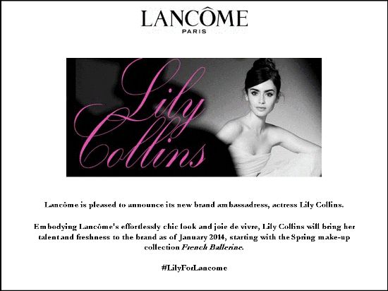Lily Collins พรีเซนเตอร์คนใหม่ Lancôme - แฟชั่น - เทรนด์ใหม่ - เครื่องสำอาง - แฟชั่นคุณผู้หญิง - แต่งหน้า - ดีไซเนอร์ - แฟชั่นดารา - ไอเดีย - อินเทรนด์ - ความงาม - เทรนด์แฟชั่น - นางแบบ - Celeb Style - Lancôme - Lilly Collins - เทรนด์ - แฟชั่นนิสต้า - คอลเลคชั่น - เมคอัพ - sexy - เซ็กซี่ - แฟชั่นการแต่งตัว - เสื้อผ้า - คอลเลกชั่น - แต่งตัว - น่ารักๆ - สวย - ผิว - แบรนด์ - อายแชโดว์