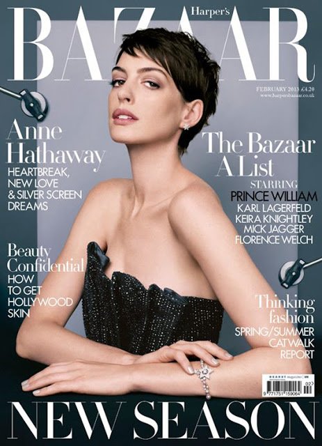 Anne Hathaway a Harper's Bazaar UK februári címlapján