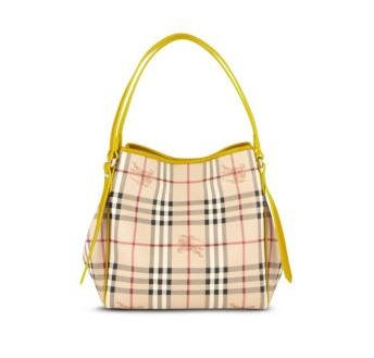 SMALL HAYMARKET CHECK TOTE BAG WITH COLOURED TRIM